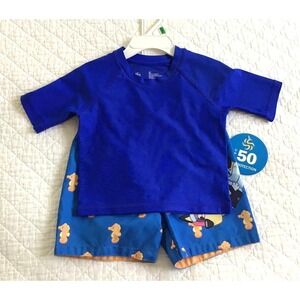 Bluey Bingo Boys Swimwear Set Rash Guard and Swim Trunks 2T UPF 50 Vacation Pool
